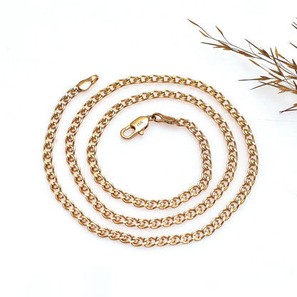 Gold Tone Stainless Steel Chain Necklace 19 Inch | Curb Link Minimalist Chain for Men & Women | Durable Tarnish Resistant Jewelry