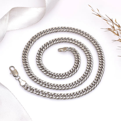 20 Inch Silver Cuban Link Chain Necklace, Stainless Steel Curb, Minimalist Unisex Jewelry