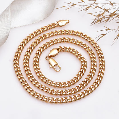 20 Inch Gold Curb Chain Necklace, Stainless Steel Classic Link Chain, Minimalist Everyday Jewelry, Unisex Chain