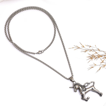 Magical Unicorn Stainless Steel Necklace Pendant, Fantasy Mythology Charm Pendant, Fantasy Jewelry, Cute Unicorn Necklace for Women