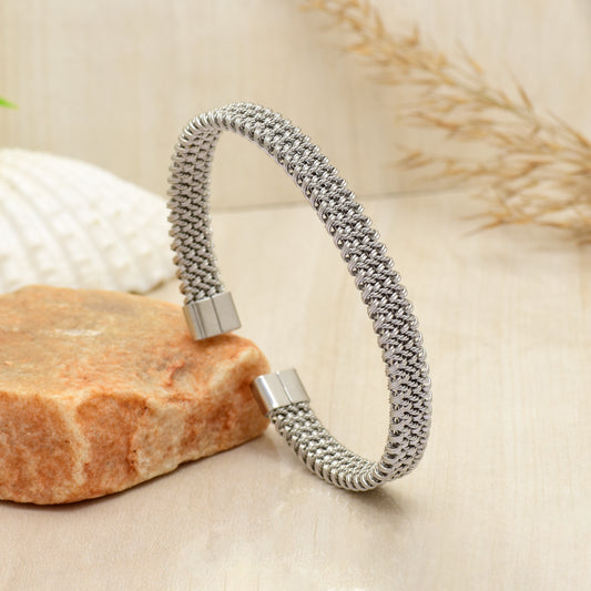 Unisex Stainless Steel Cuff Bracelet | Men's Adjustable Bracelet | Gold & Silver Bangle for Women | Open Cuff Bangle Bracelet