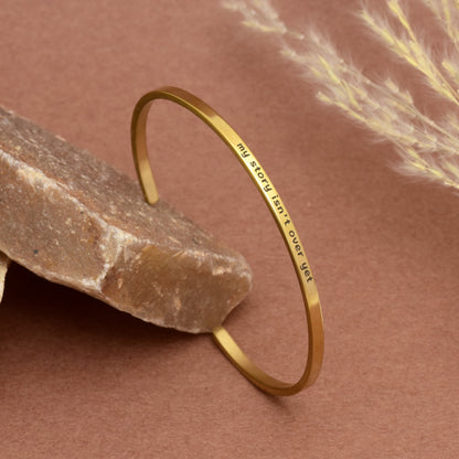 Motivational Quote Engraved Bar Bracelet, Engraved Open Cuff Bracelet, Inspirational Quote Bangle, Christmas Gift, Empowerment Gift for Her