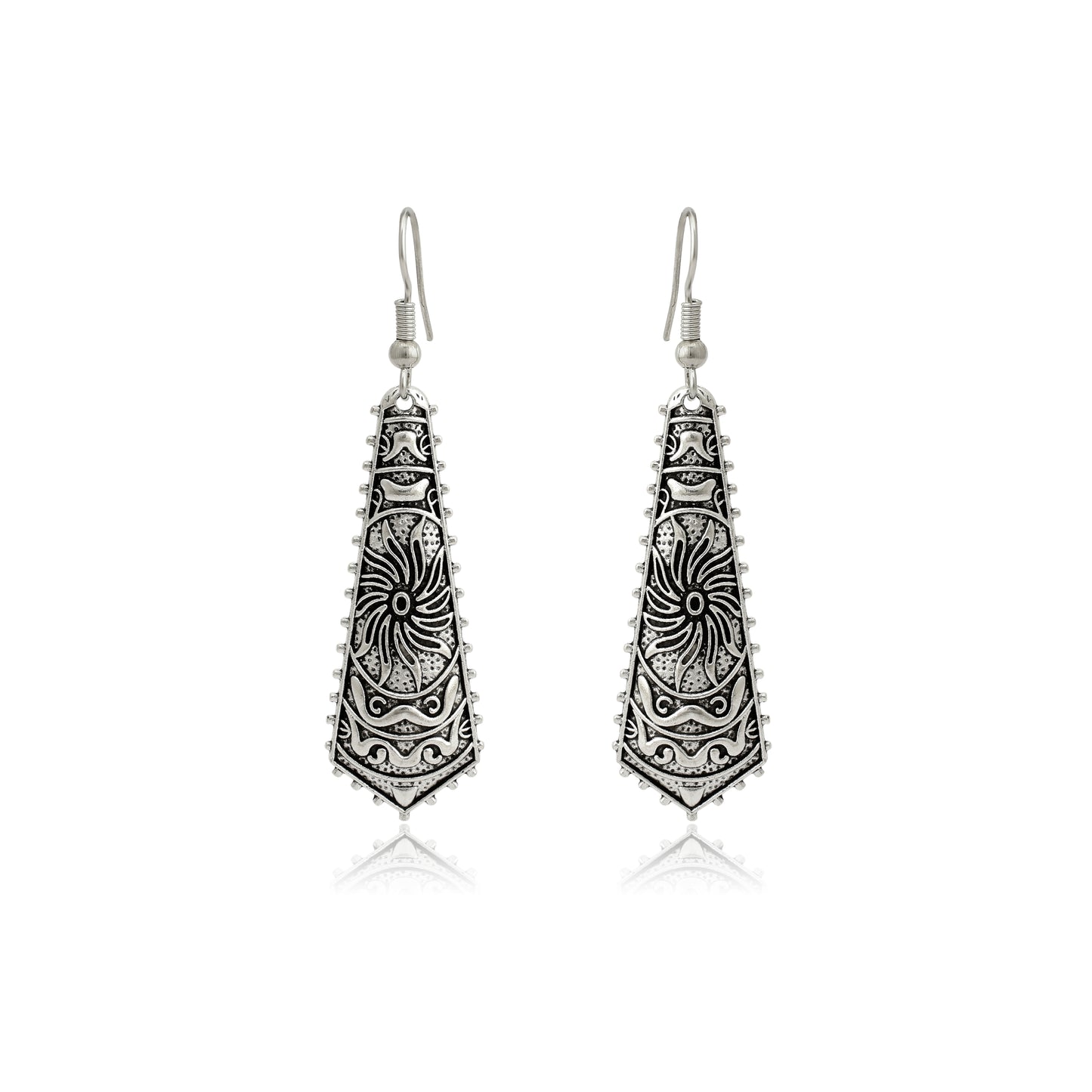 Tibetan Ear Dangler | Carved Earrings | Ethnic Dangle Earrings | Tribal Engraved Long Dangle Earrings | Vintage Boho Statement Earrings