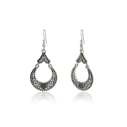 Tribal Crescent Dangle Earrings • Boho Ethnic Drop Earrings • Vintage Oxidized Look Jewelry • Statement Earrings for Everyday & Festivals