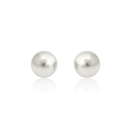 Silver Grey Pearl Studs - Ball Studs Earrings - Bridesmaid Jewelry - Everyday Tiny Stud Earrings - Gift for Her