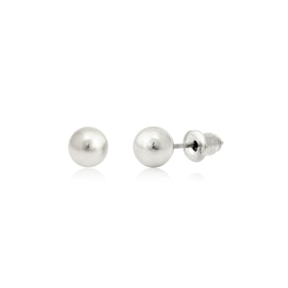 Silver Grey Pearl Studs - Ball Studs Earrings - Bridesmaid Jewelry - Everyday Tiny Stud Earrings - Gift for Her