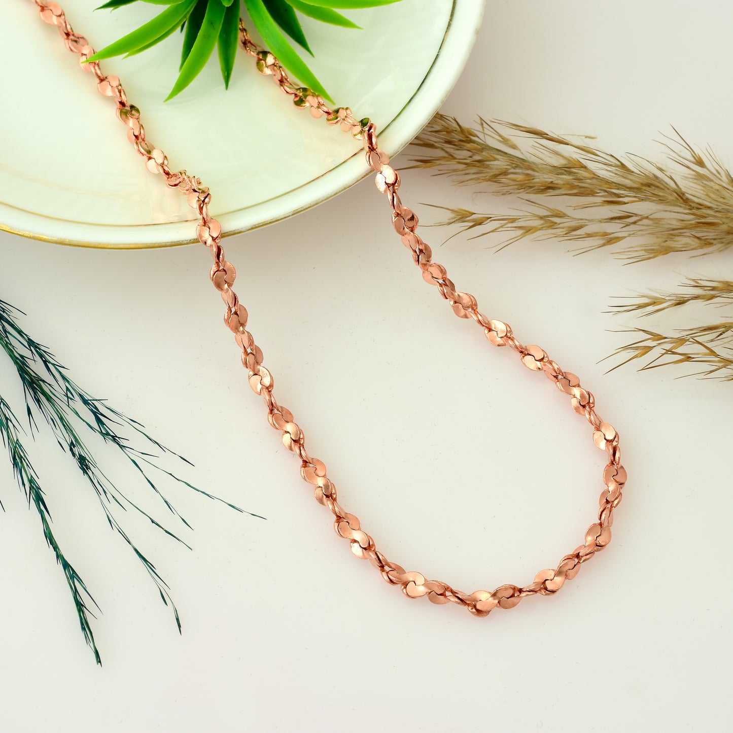 100% Oxidized Copper Twisted Chain Necklace – Pure Solid Copper Chain for Men & Women – 5mm Viking Jewelry – Eco-Friendly Pendant Chain