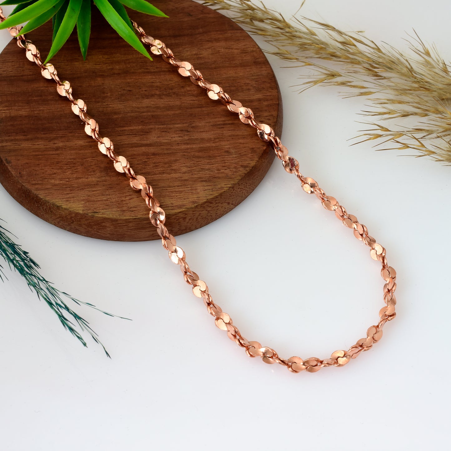 100% Oxidized Copper Twisted Chain Necklace – Pure Solid Copper Chain for Men & Women – 5mm Viking Jewelry – Eco-Friendly Pendant Chain