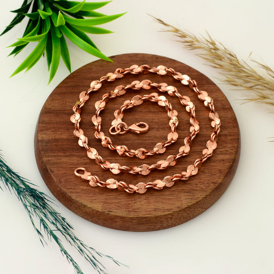100% Oxidized Copper Twisted Chain Necklace – Pure Solid Copper Chain for Men & Women – 5mm Viking Jewelry – Eco-Friendly Pendant Chain