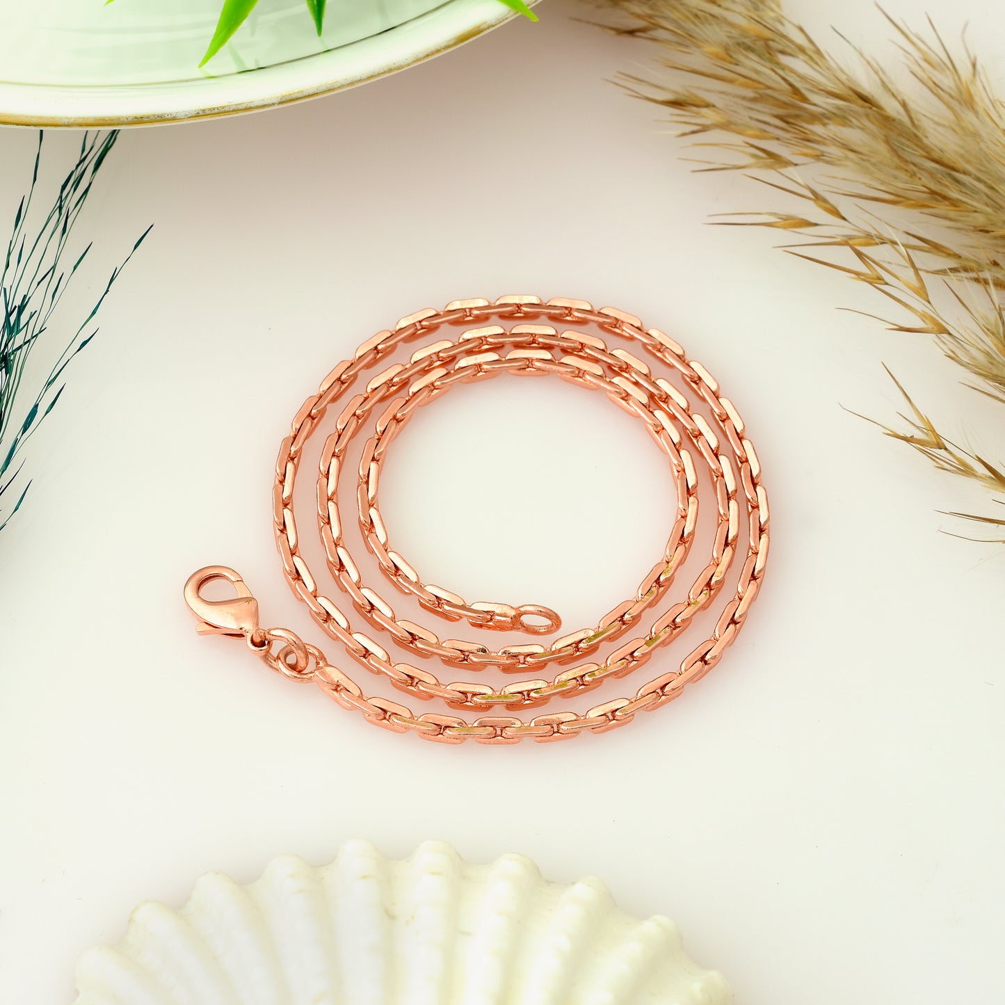 Copper Chain Necklace, Solid Oval Link Copper Chain, Unisex Healing Energy Copper Necklace, Gift for Him & Her