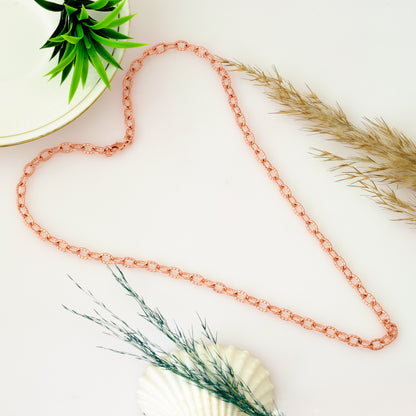 100% Oxidized Copper Link Chain Necklace - Hammerd Oval Chain Jewelry, Solid Pure Copper Chain for Men & Women - 3mm Viking Copper Chain