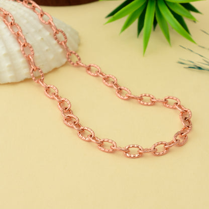 100% Oxidized Copper Link Chain Necklace - Hammerd Oval Chain Jewelry, Solid Pure Copper Chain for Men & Women - 3mm Viking Copper Chain