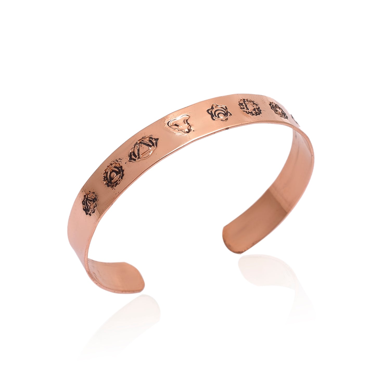 Pure Copper Healing Kada, Chakra Copper Cuff Bangle Bracelet, 7 Chakra Yoga Symbol Engravd Kada for Men & Women, Adjustable Bracelet