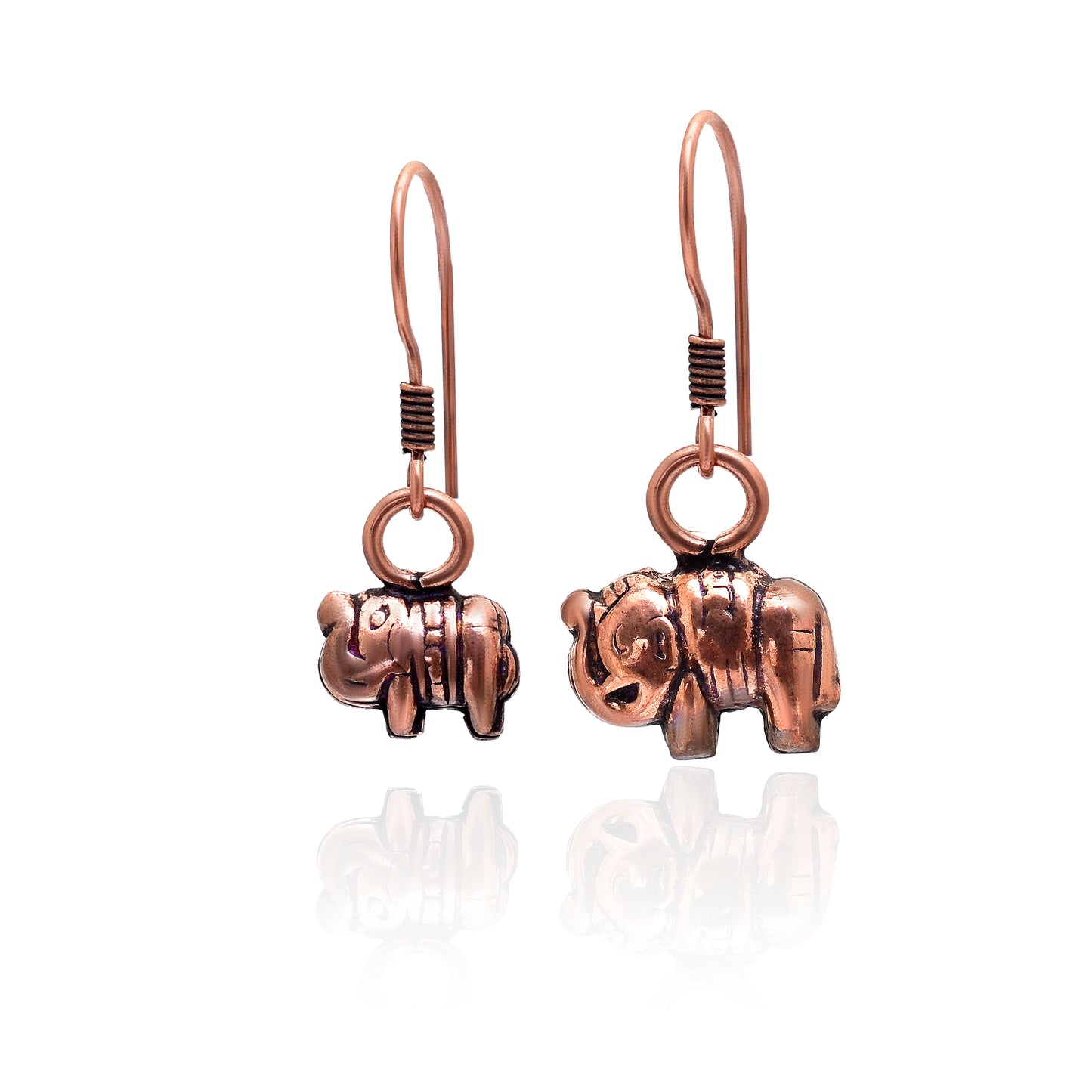 Retro Elephant Earrings, Handcrafted Vintage Copper Elephant Drop Earrings, Wedding Jewelry, Elephant Jewelry, Ear Wire Earrings for Her