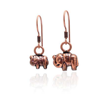 Retro Elephant Earrings, Handcrafted Vintage Copper Elephant Drop Earrings, Wedding Jewelry, Elephant Jewelry, Ear Wire Earrings for Her
