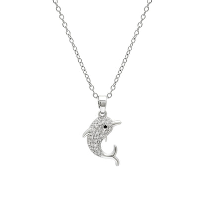 Dolphin pendant necklace, Dolphin Shaped Pendant With Adjustable Chain, Mini Dolphin Charm Pendant, Ocean Necklace, Marine Life Necklace