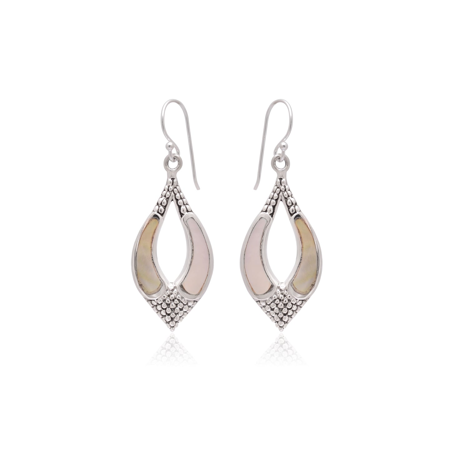 925 Sterling Silver Mother of Pearl Leaf Dangle Earrings for Women