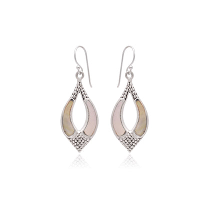 925 Sterling Silver Mother of Pearl Leaf Dangle Earrings for Women