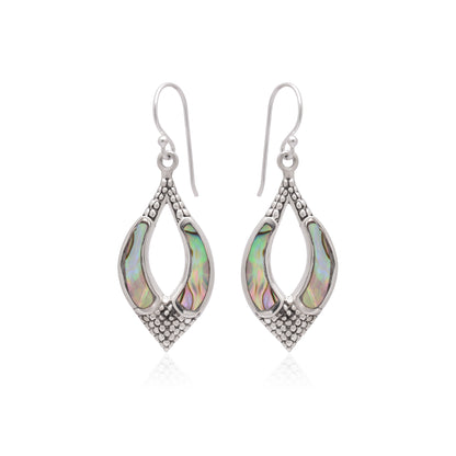 925 Sterling Silver Mother of Pearl Leaf Dangle Earrings for Women