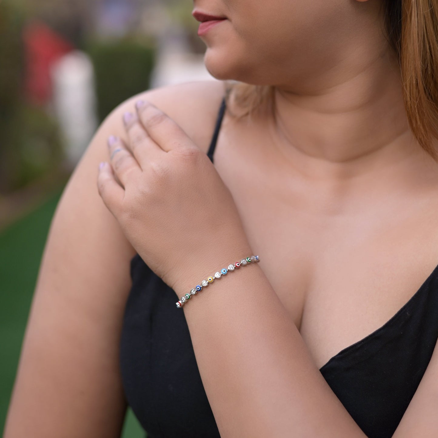 925 Sterling Silver Evil Eye Chain Bracelet For Women