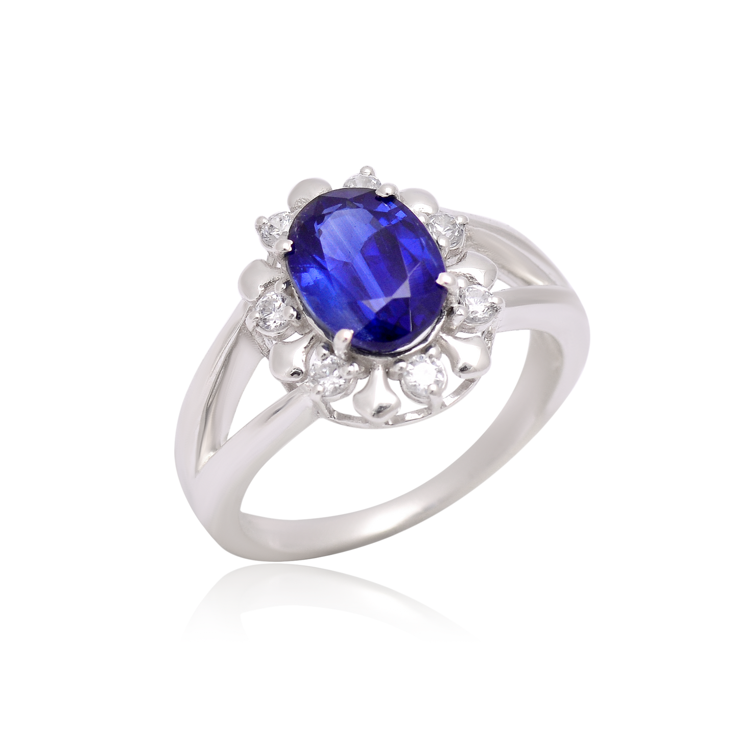 925 Sterling Silver Blue Stone Engagement Ring For Women