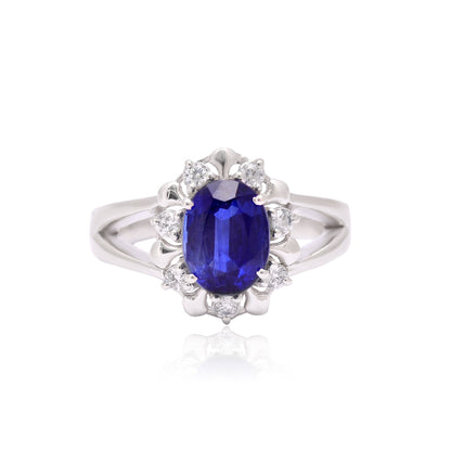 925 Sterling Silver Blue Stone Engagement Ring For Women