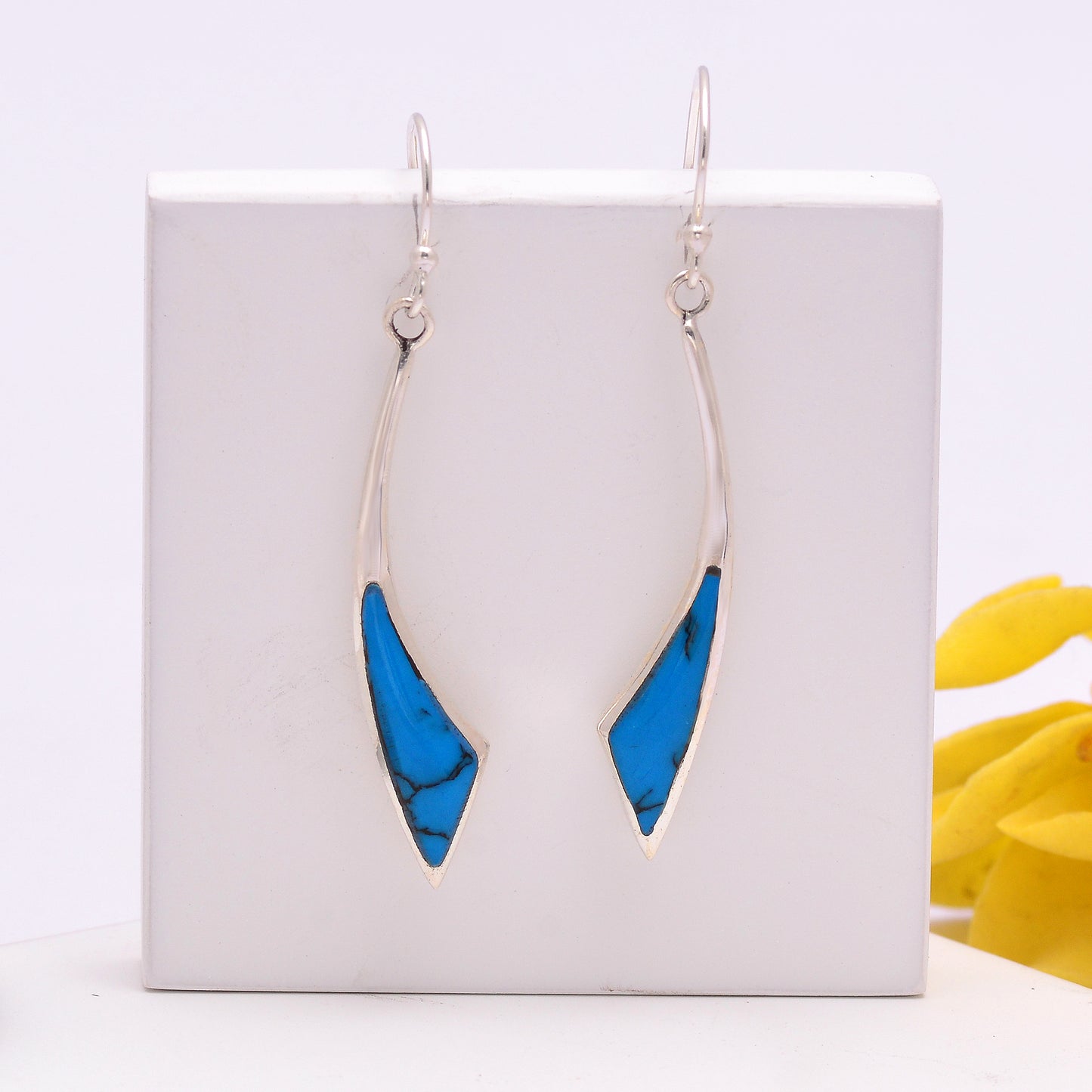 925 Sterling Silver Triangle Dangle Earrings For Women