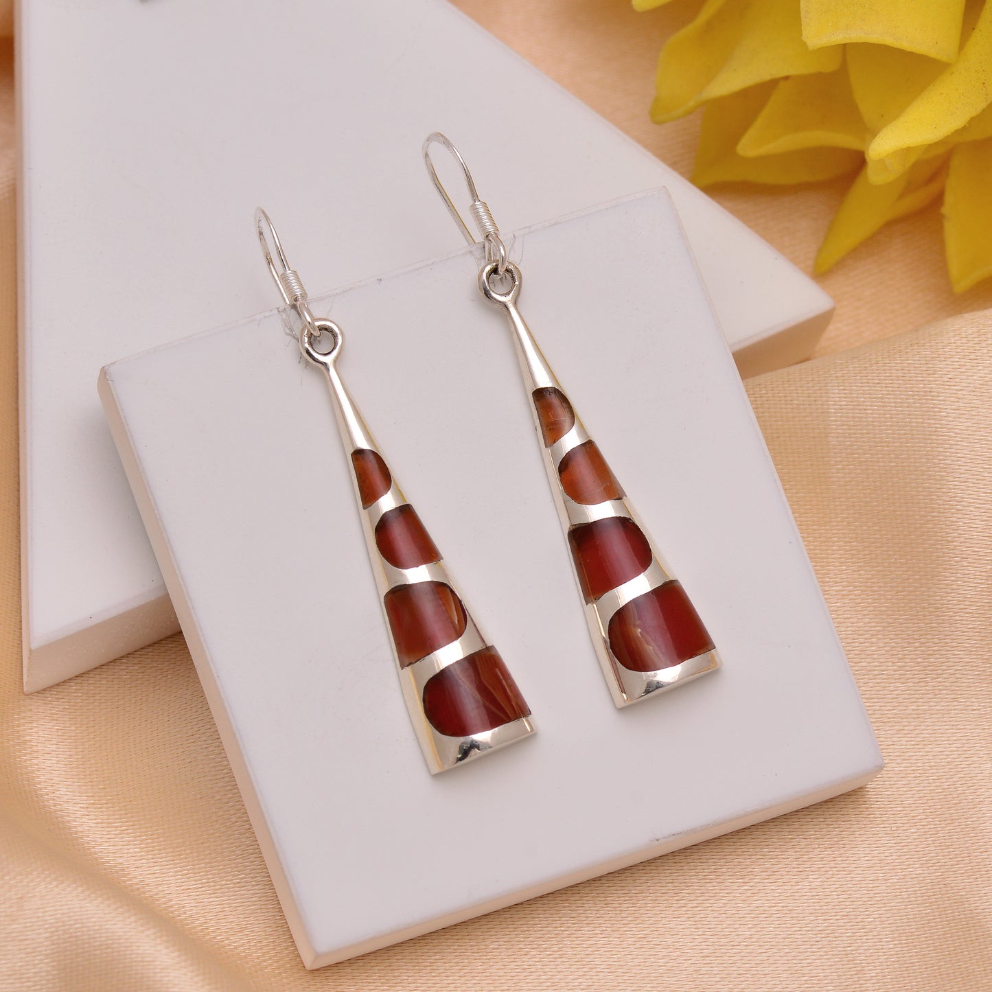925 Sterling Silver Triangle Earrings Dangle For Women