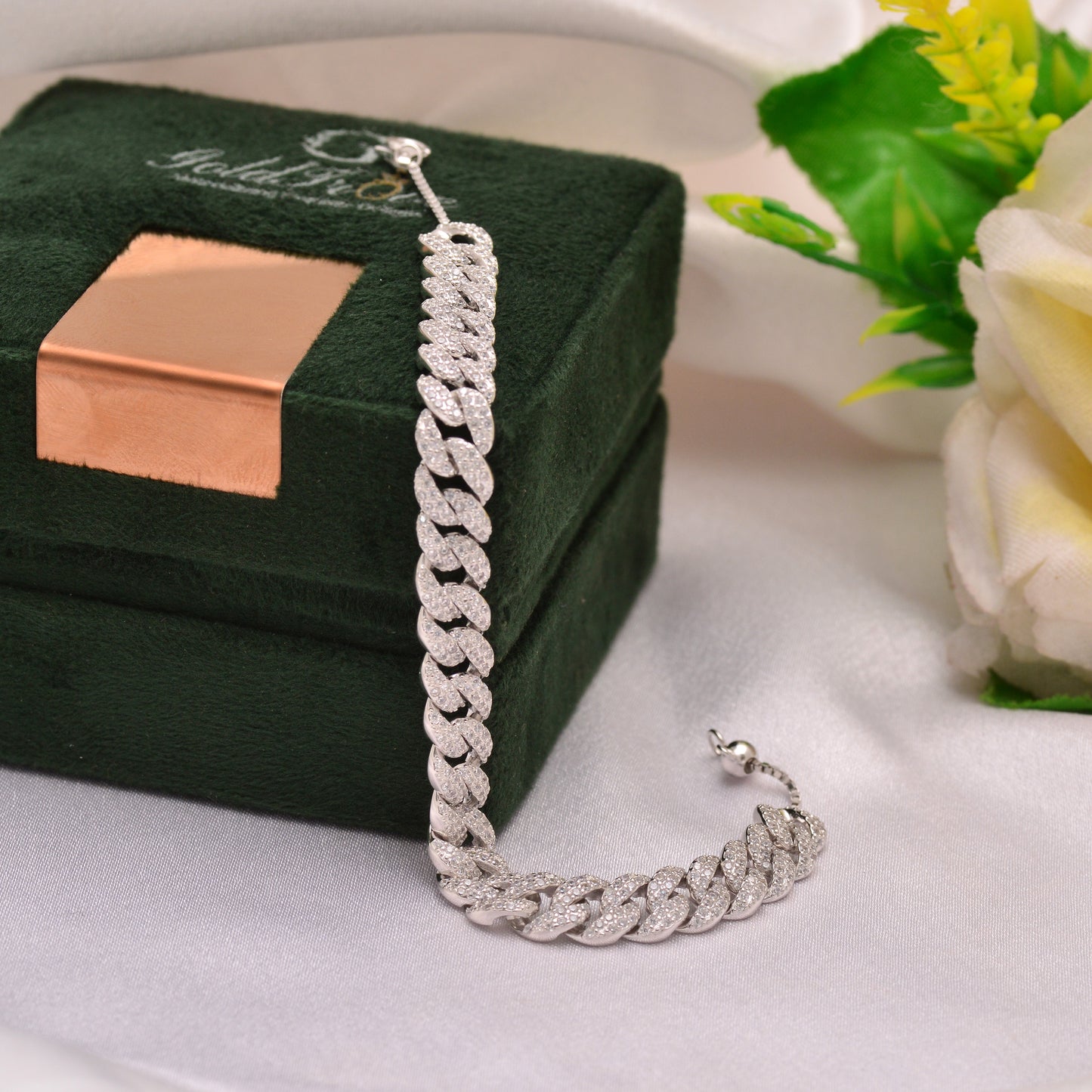 925 Sterling Silver Cuban Link Bracelet 7mm Women Tennis Chain 7.3 in Stackable