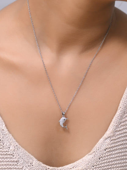 Dolphin pendant necklace, Dolphin Shaped Pendant With Adjustable Chain, Mini Dolphin Charm Pendant, Ocean Necklace, Marine Life Necklace