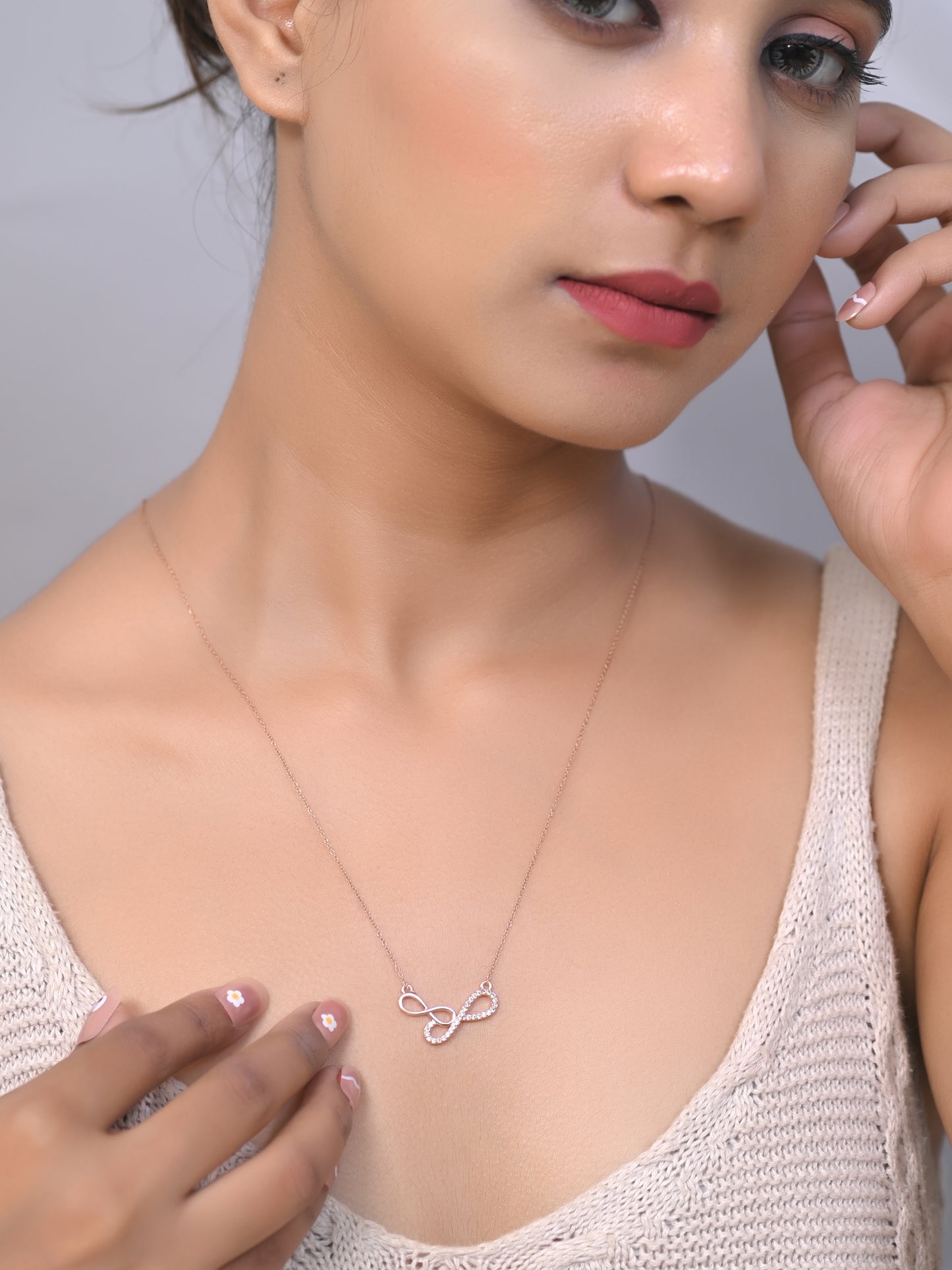 Infinity Symbol Pendant Necklace, Cute Infinity Necklace, Adjustable Chain, Dual Infinity Charm Chain Pendant, Forever Necklace for Her