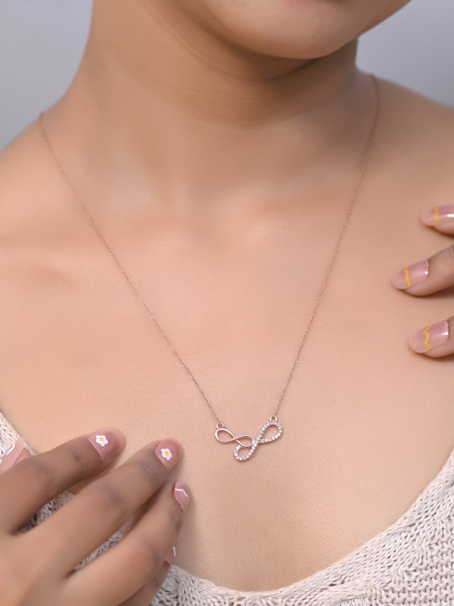 Infinity Symbol Pendant Necklace, Cute Infinity Necklace, Adjustable Chain, Dual Infinity Charm Chain Pendant, Forever Necklace for Her