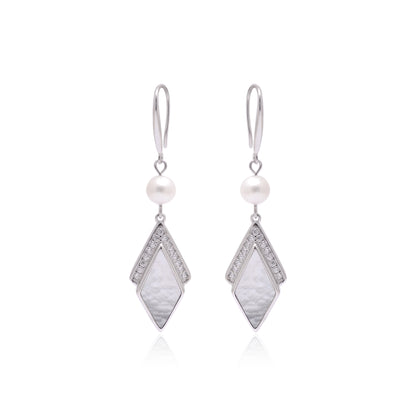 925 Sterling Silver Rhombus Shape Dangle Earrings