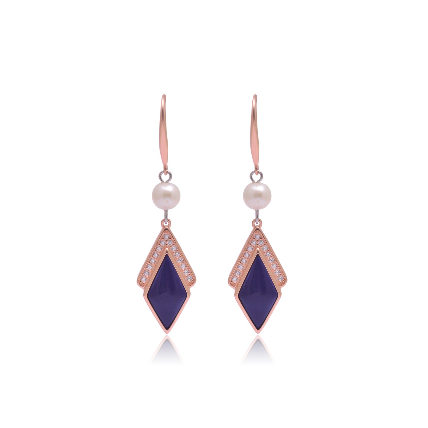 925 Sterling Silver Rhombus Shape Dangle Earrings