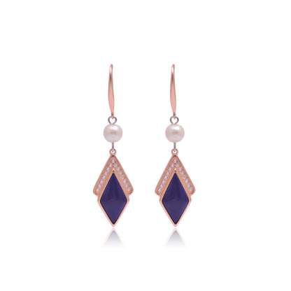 925 Sterling Silver Rhombus Shape Dangle Earrings