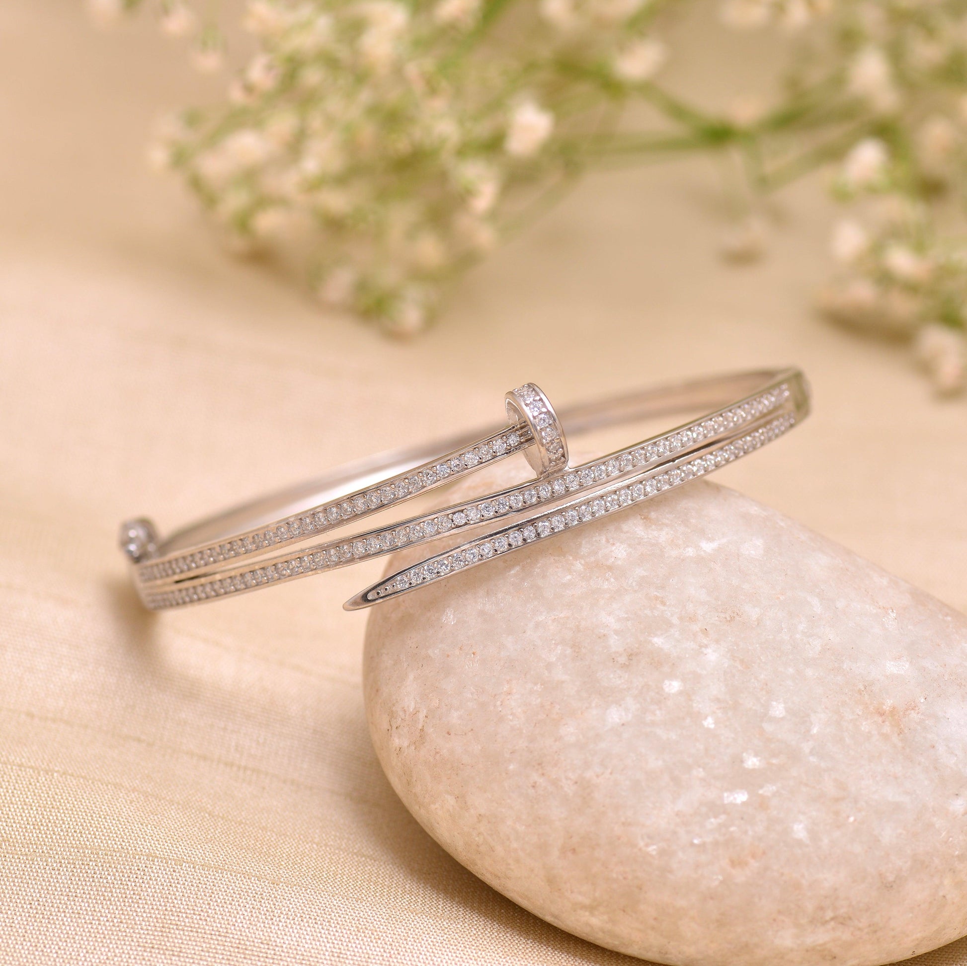 925 Sterling Silver Cuff Nail Bracelet For Women - Gold Trove