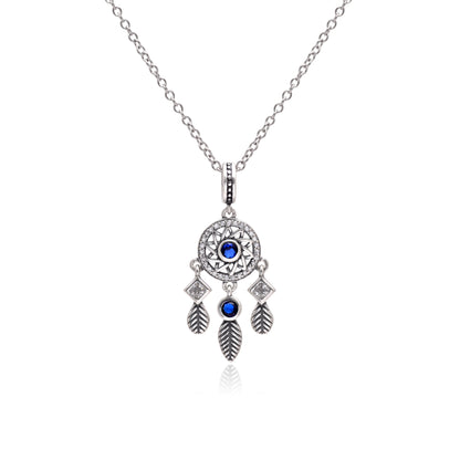 925 Sterling Silver Dream Catcher Pendant Necklace For Women