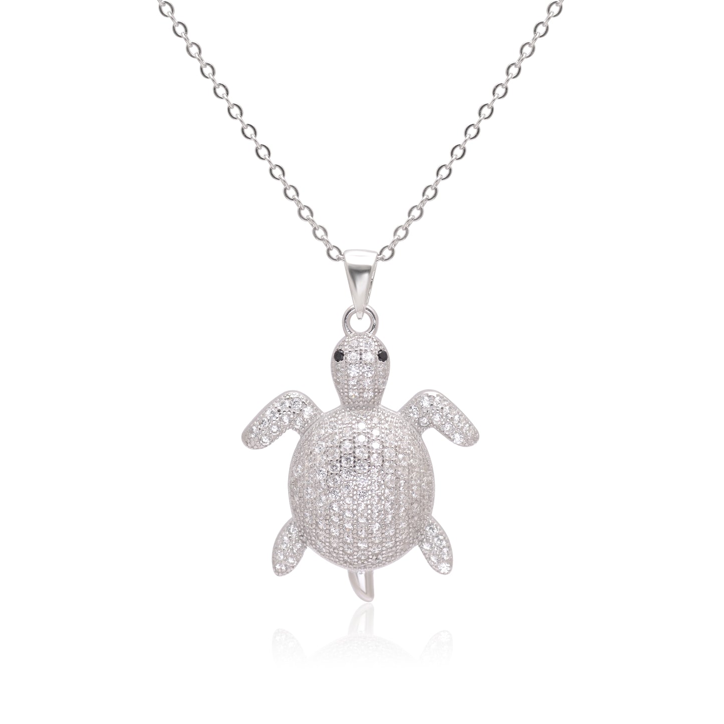 925 Sterling Silver Turtle With Lobster Claw Pendant Necklace For Women