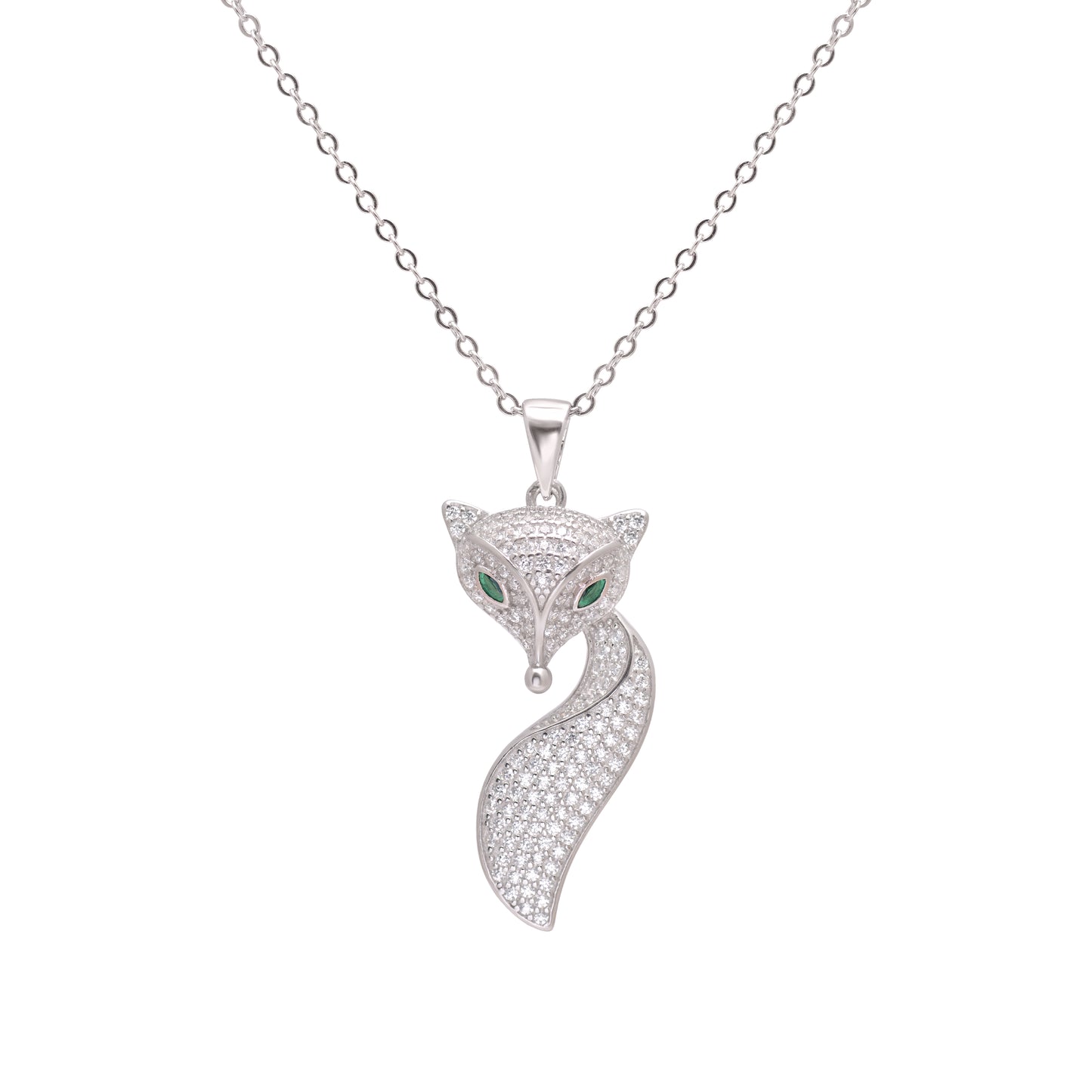 925 Sterling Silver Charm Fox Pendant With Adjustable Cable Chain