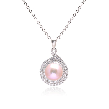925 Sterling Silver Classic Pearl Pendant Necklace | Blue | Light Pink