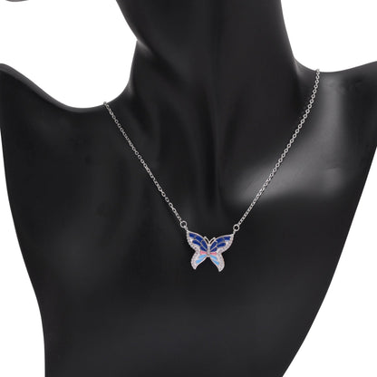925 Sterling Silver Butterfly Pendant Necklace For Women