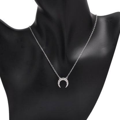 925 Sterling Silver Half Moon Pendant Necklace For Women