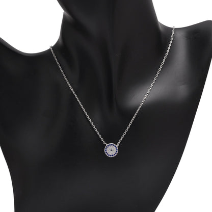 925 Sterling Silver Round Evil Eye Necklace with Chain For Women