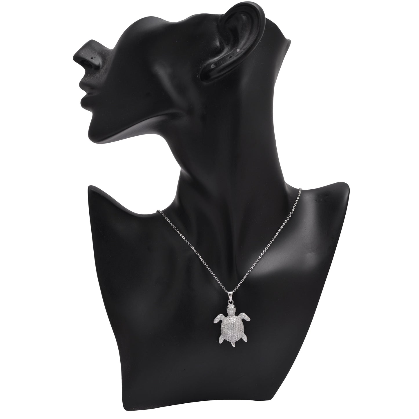 925 Sterling Silver Turtle With Lobster Claw Pendant Necklace For Women
