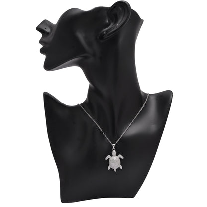 925 Sterling Silver Turtle With Lobster Claw Pendant Necklace For Women