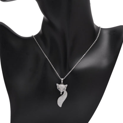 925 Sterling Silver Charm Fox Pendant With Adjustable Cable Chain