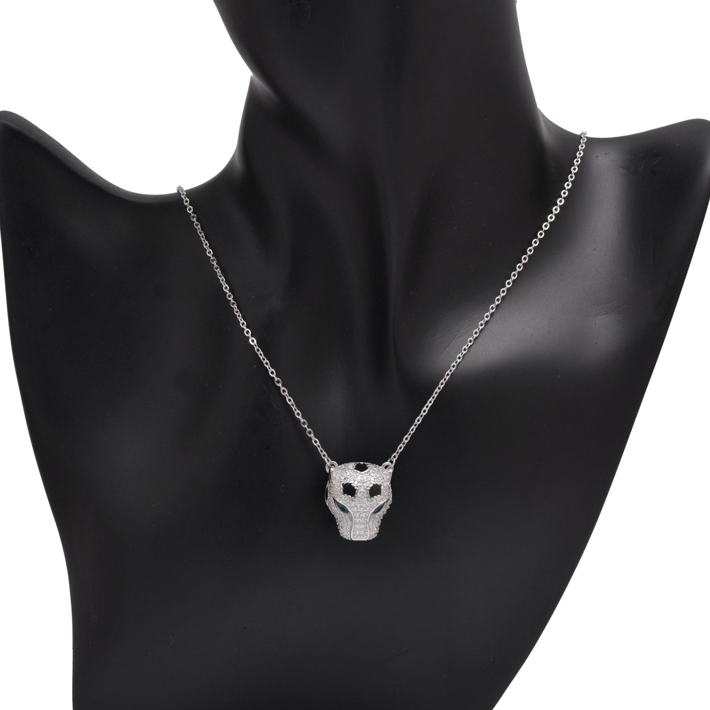 925 Sterling Silver Panther With Lobster Claw Pendant Necklace