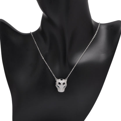 925 Sterling Silver Panther With Lobster Claw Pendant Necklace