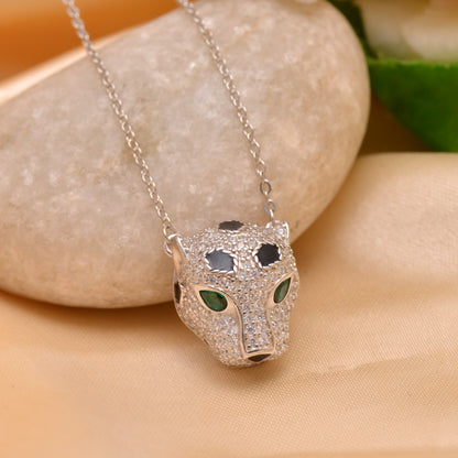 925 Sterling Silver Panther With Lobster Claw Pendant Necklace
