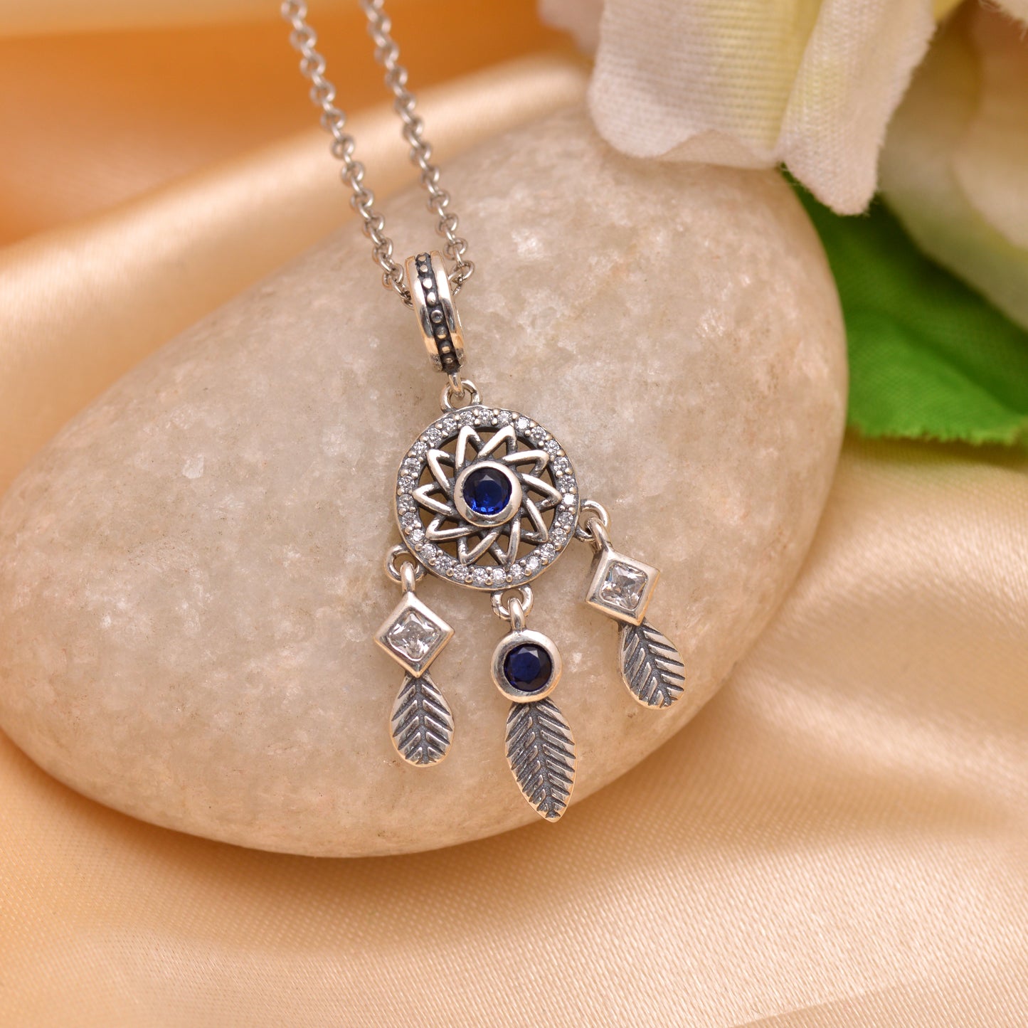925 Sterling Silver Dream Catcher Pendant Necklace For Women